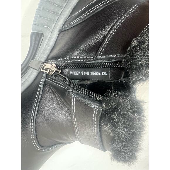 ORTHOFEET Siena women's black leather fur trimmed ankle boots sz 10.5 - Picture 5 of 8